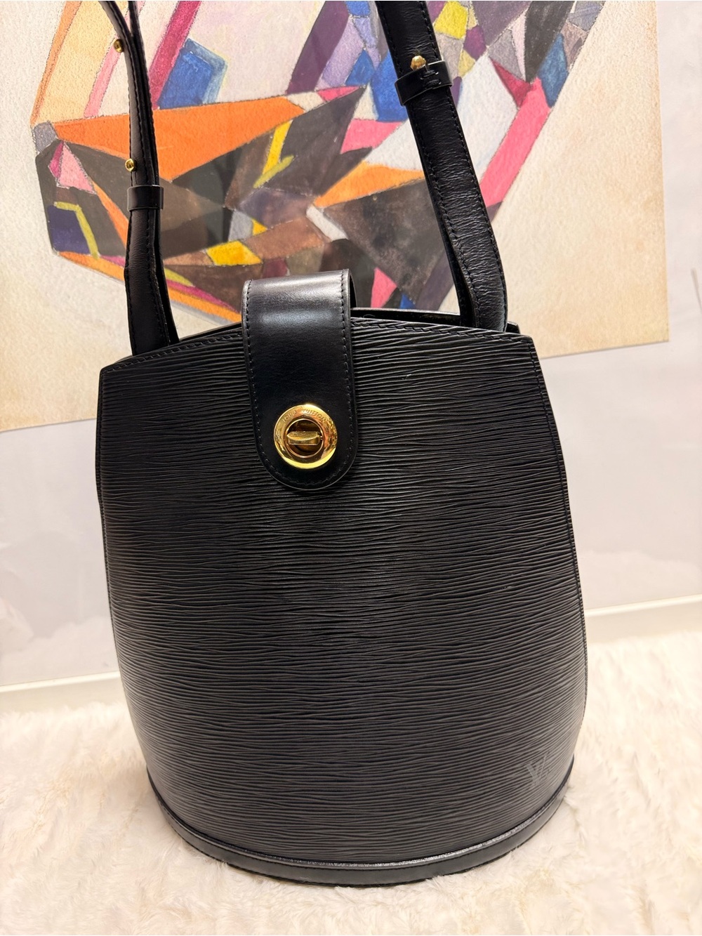 LOUIS VUITTON-CA0030 Black Epi Cluny Bag
